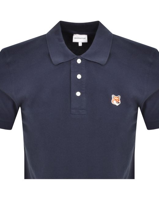 Maison Kitsuné Blue Fox Head Polo T Shirt for men