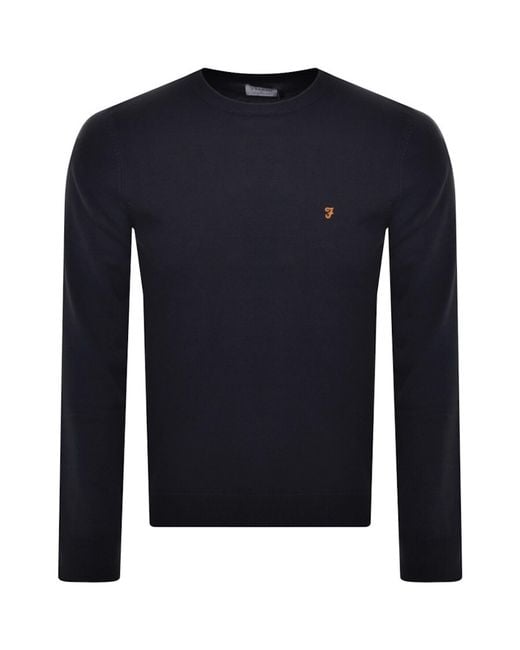 Farah Blue Mullen Crew Neck Jumper for men