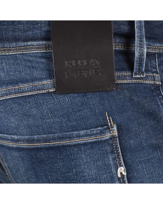 Replay Blue Anbass Hyperflex Jeans Mid Wash for men