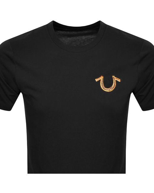 True Religion Black Embroidered Logo T Shirt for men