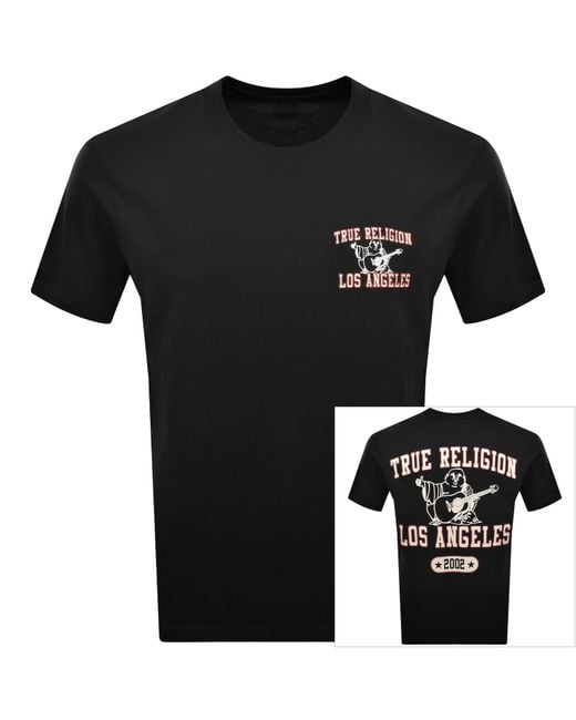 True Religion Black Mesh Print T Shirt for men