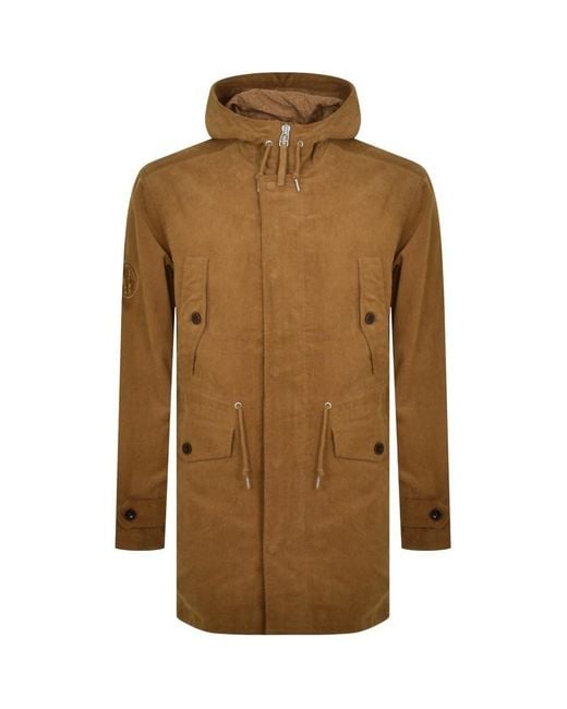 Pretty Green Insignia Corduroy Parka Jacket in Brown for Men | Lyst UK