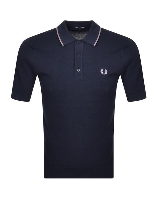 Fred Perry Cotton Tipped Knitted Polo T Shirt in Navy (Blue) for Men - Lyst