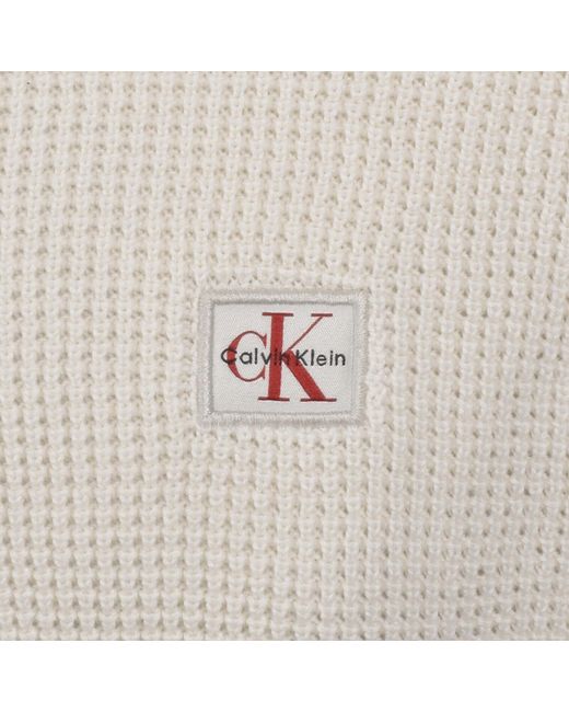 Calvin Klein White Jeans Waffle Knit Jumper for men