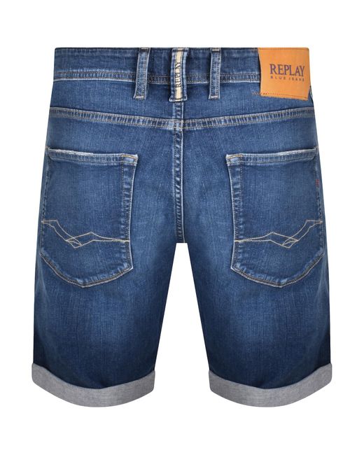 Replay Blue Rbj 981 Shorts Mid Wash for men