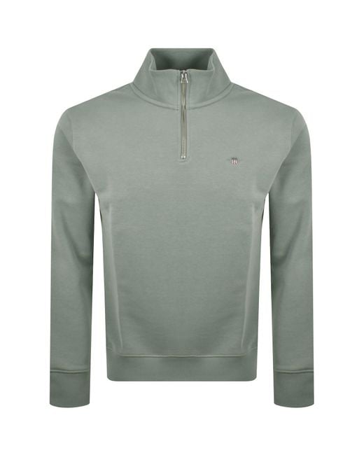 Gant Green Shield Logo Half Zip Sweatshirt for men