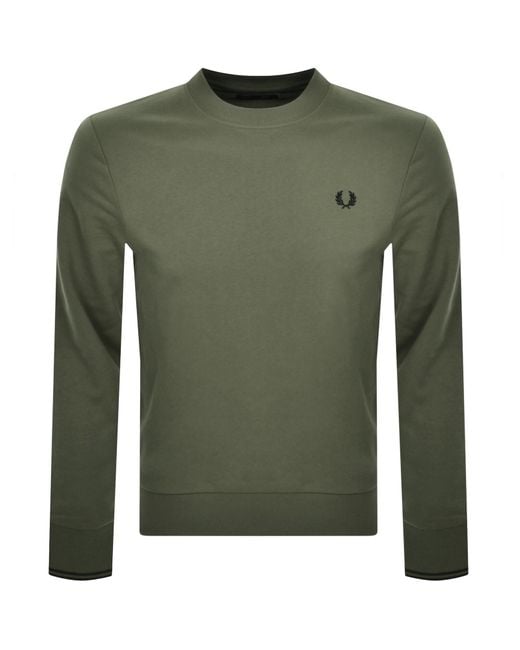 Fred Perry Green Crew Neck Sweatshirt Wreath for men