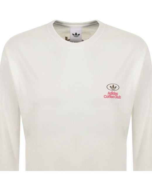 Adidas Originals White Long Sleeve Cafe T Shirt for men