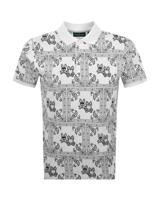 Psycho Bunny Gray Luke All Over Print Polo for men