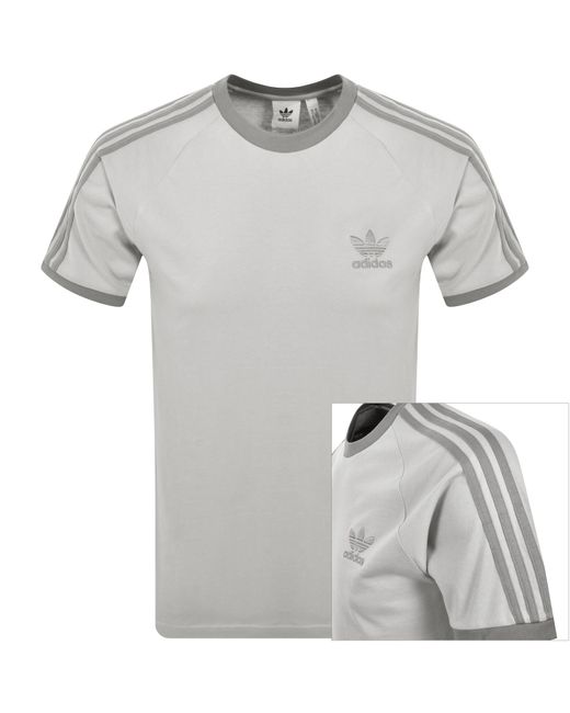 Adidas Originals Gray 3 Stripes T Shirt for men