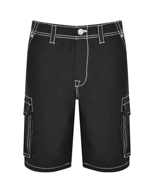 True Religion Black Big T Cargo Shorts for men