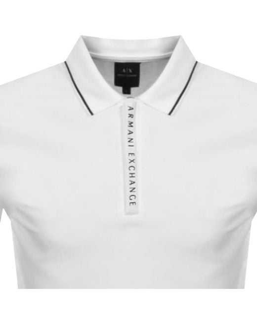 Armani Exchange White Short Sleeved Polo T Shirt for men