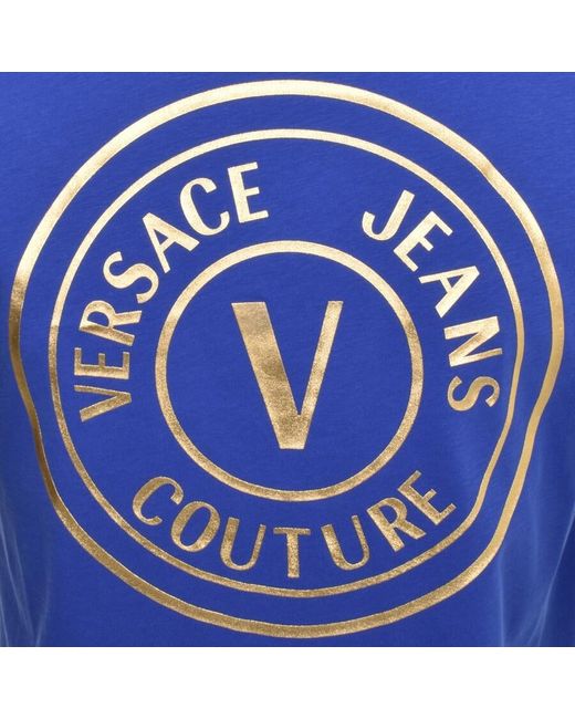Versace Blue Couture Foil Logo T Shirt for men