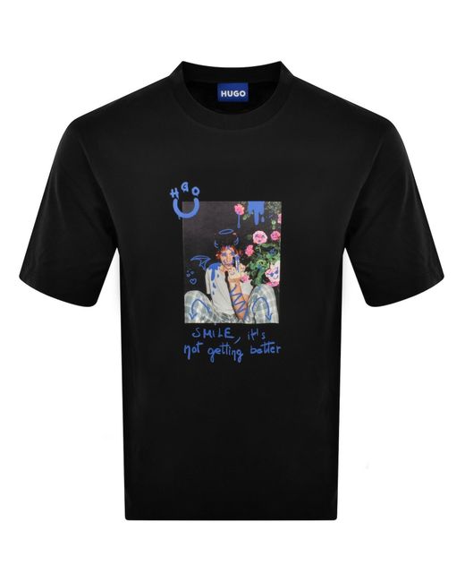 HUGO Black Nugobeam Graphic T Shirt for men