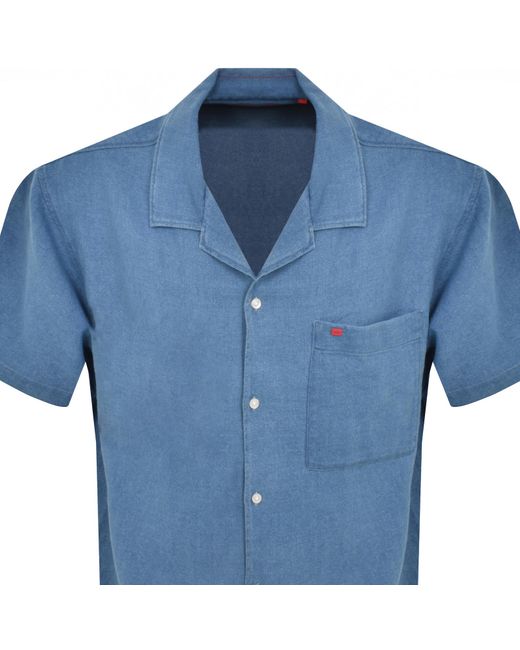 HUGO Blue Short Sleeved Egeeno Shirt for men