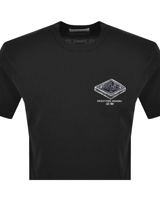 Replay Black Graphic T Shirt for men