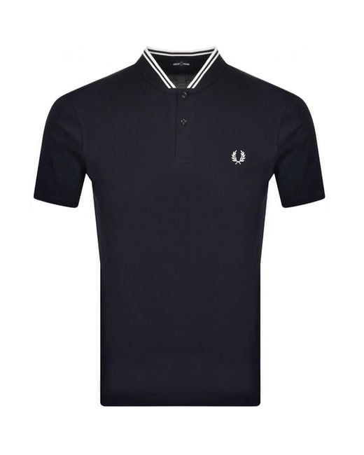 Fred Perry Blue Bomber Collar Polo T Shirt for men