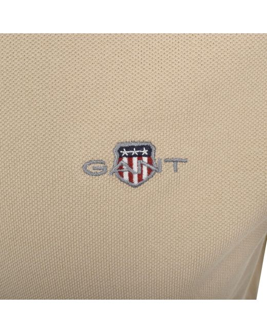 Gant Natural Regular Fit Shield Pique Polo T Shirt for men