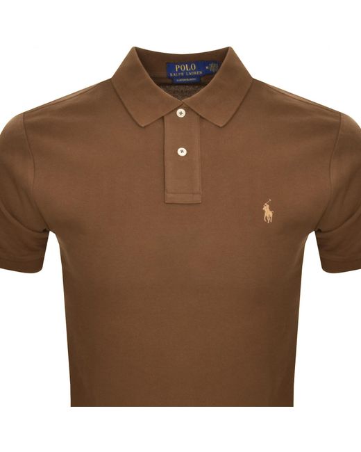 Ralph Lauren Brown Custom Slim Polo T Shirt for men