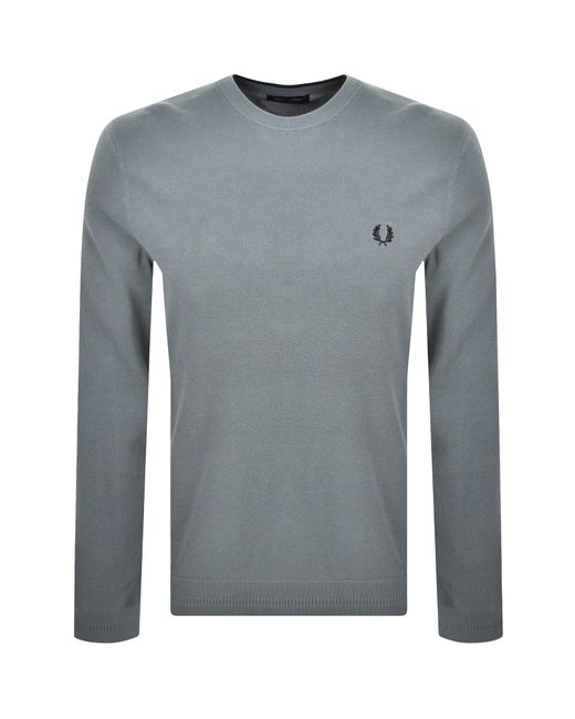 Fred Perry Gray Pique Stitch Jumper Stockport for men