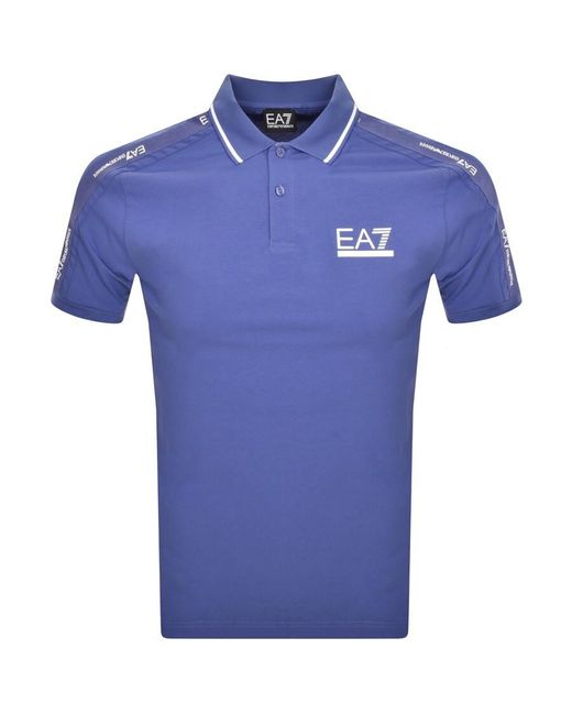 EA7 Blue Emporio Armani Tipped Polo T Shirt for men