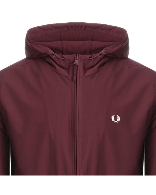 Fred Perry Red Hooded Brentham Jacket Burgundy for men