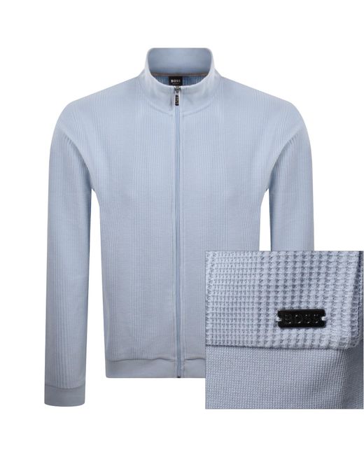 BOSS BUSINESS Blue Boss Full Zip Sweatshirt for men