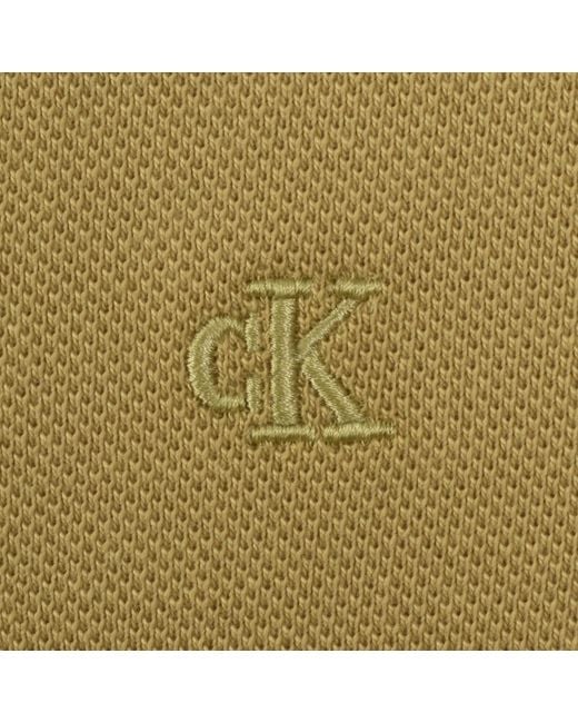 Calvin Klein Green Zip Pique Polo T Shirt for men