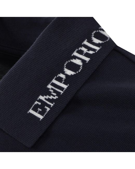 Armani Blue Emporio Logo Collar Polo T Shirt for men