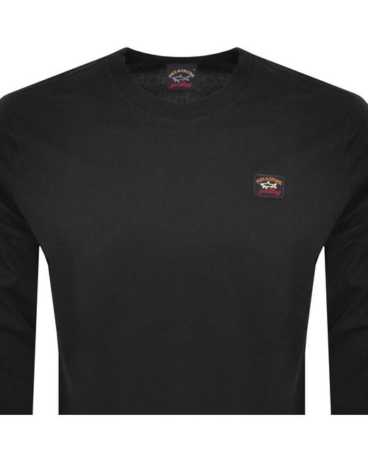 Paul & Shark Black Paul And Shark Long Sleeved Logo T Shirt for men
