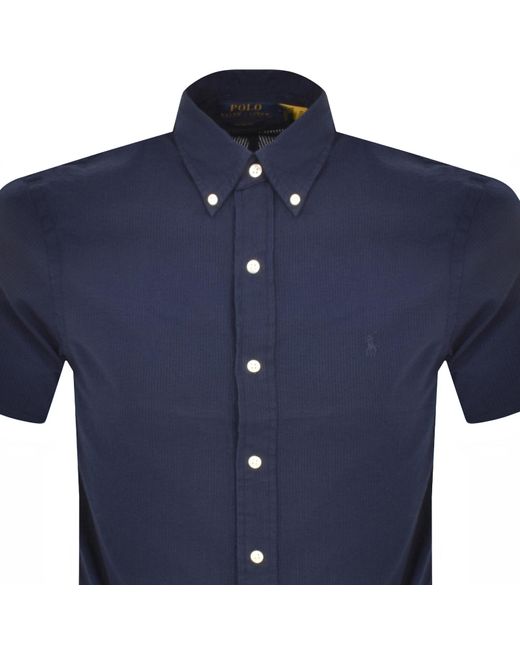 Ralph Lauren Blue Textured Short Sleeve Shirt for men