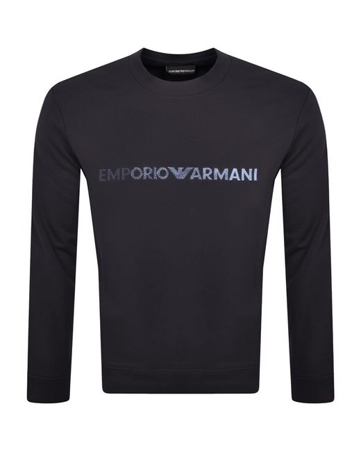 Armani Blue Emporio Crew Neck Logo Sweatshirt for men