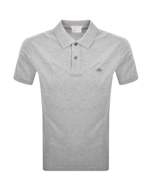 Gant Gray Regular Fit Shield Pique Polo T Shirt for men