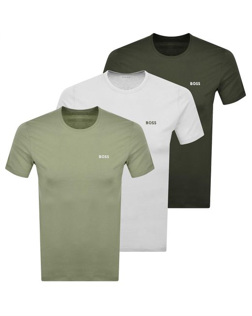 BOSS BUSINESS Green Boss 3 Pack Crew Neck T Shirts for men