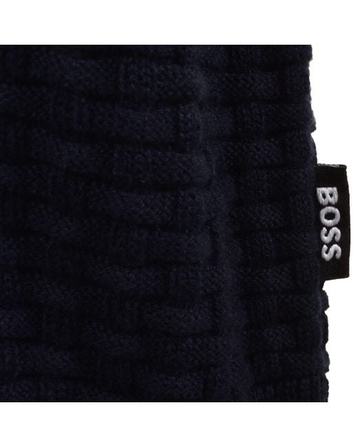 BOSS BUSINESS Blue Boss Ulicio Half Knit Jumper Dark for men