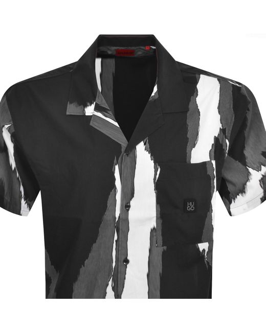 HUGO Black Short Sleeved Egeeno Shirt for men