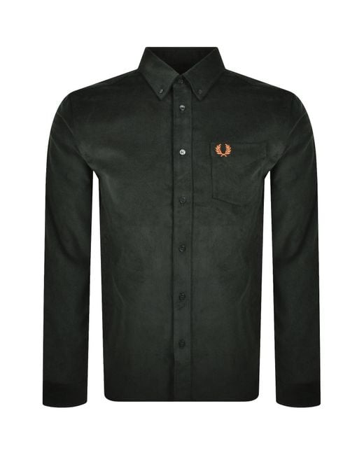 Fred Perry Green Long Sleeve Corduroy Shirt for men
