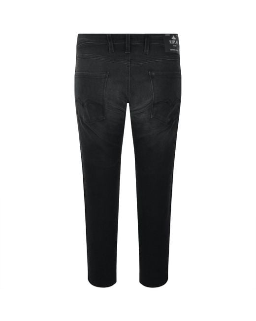 Replay Black Anbass Slim Fit Dark Wash Jeans for men