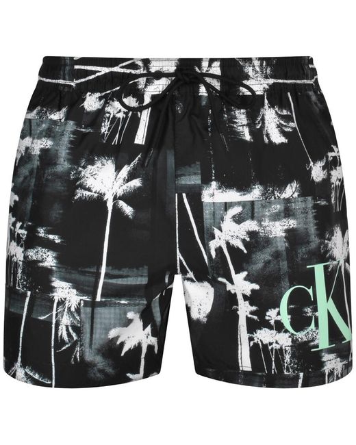 Calvin Klein Black Printed Swim Shorts for men