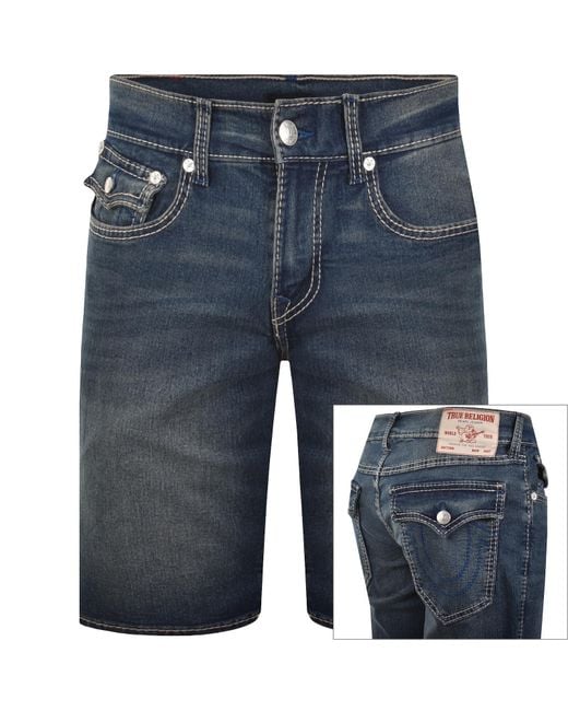 True Religion Blue Ricky Big T Flap Shorts for men