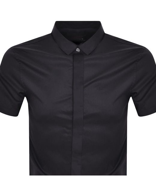 Armani Exchange Black Slim Fit Short Sleeved Shirt for men