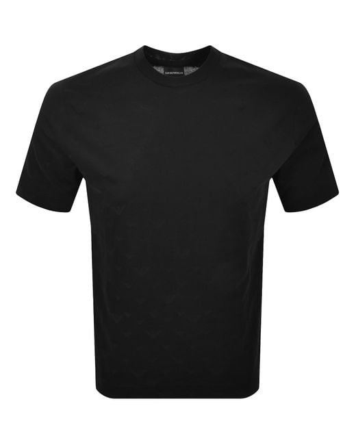 Armani Black Emporio Logo T Shirt All Over Eagle for men