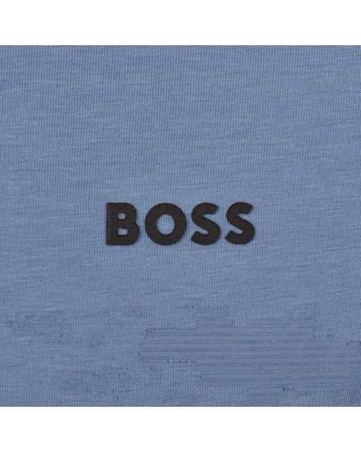 Boss Blue Boss Globe Pattern Polo T Shirt for men