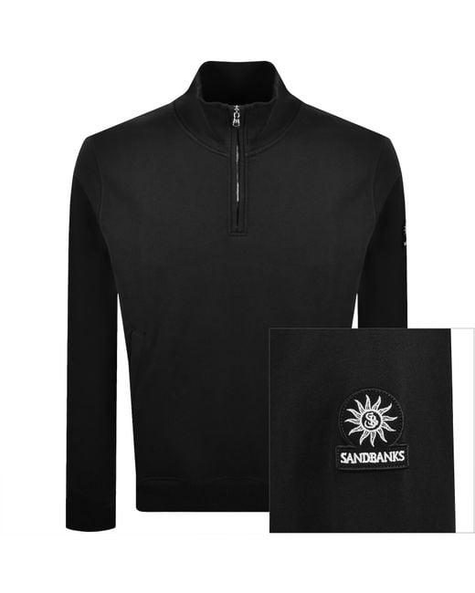 Sandbanks Black Quarter Zip Sweatshirt for men