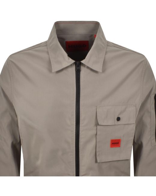 HUGO Brown Emmond Overshirt Light Pastel for men