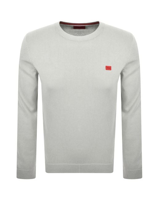 HUGO Gray San Cassius Knit Jumper for men