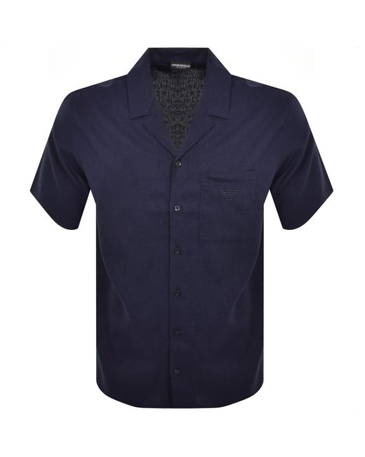 Armani Blue Emporio Short Sleeved Shirt for men