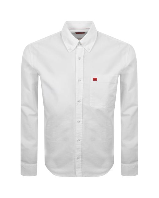 HUGO White Long Sleeved Evito Shirt for men