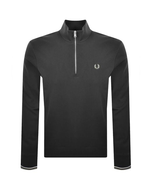 Fred Perry Black Half Zip Sweatshirt Anchor for men
