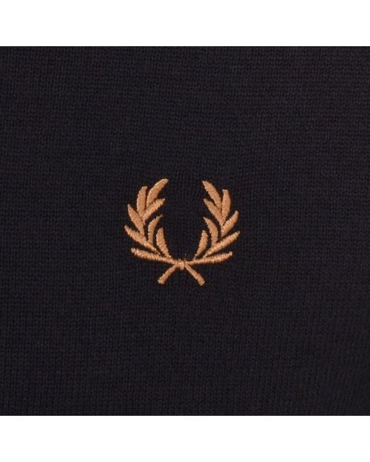 Fred Perry Blue Crew Neck Knit Jumper for men